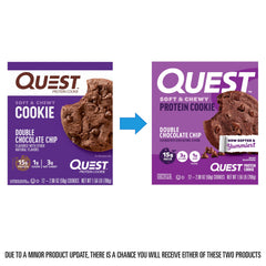 Quest single unwrapped cookie showing size and portability, ready-to-eat benefit