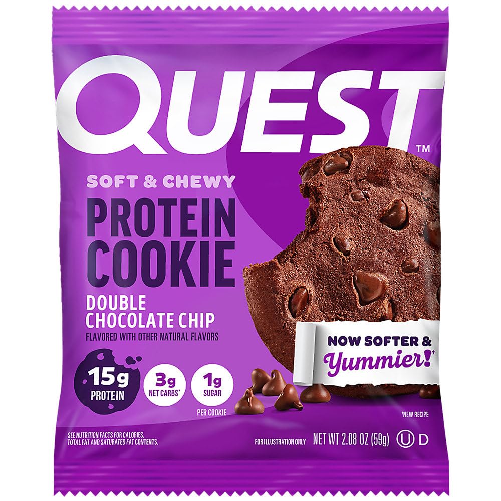 Quest cookie cross-section revealing soft texture and protein-rich interior