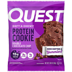 Quest cookie cross-section revealing soft texture and protein-rich interior