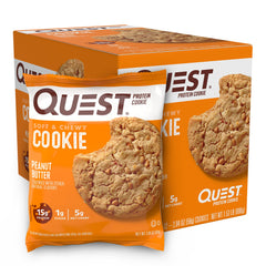 Quest individually wrapped peanut butter cookie ready for gym bag or travel convenience