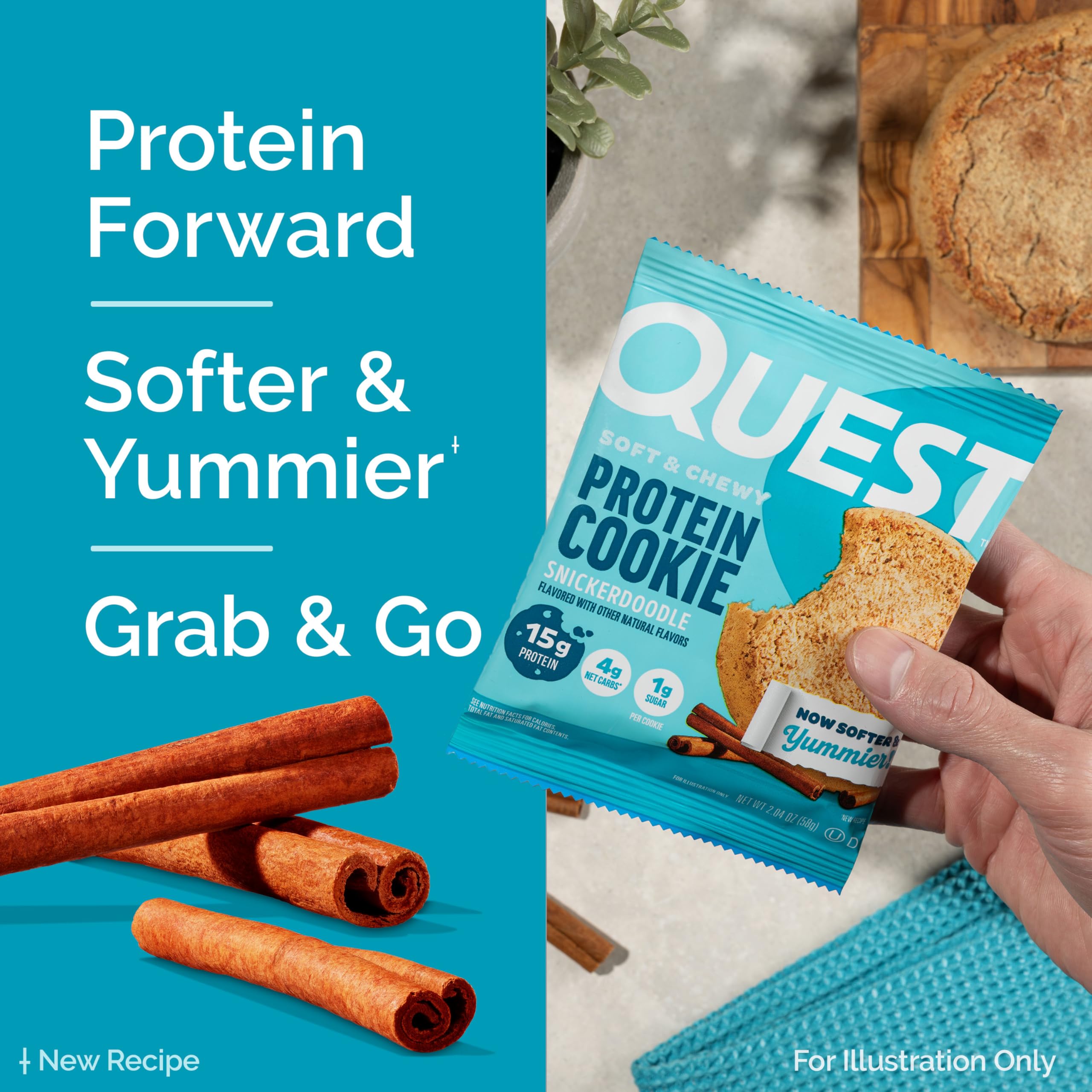 Quest cookie in hand showing portion size and convenient portability