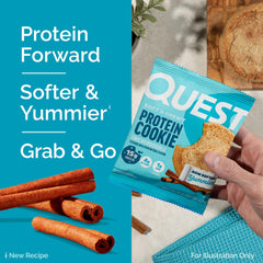 Quest cookie in hand showing portion size and convenient portability