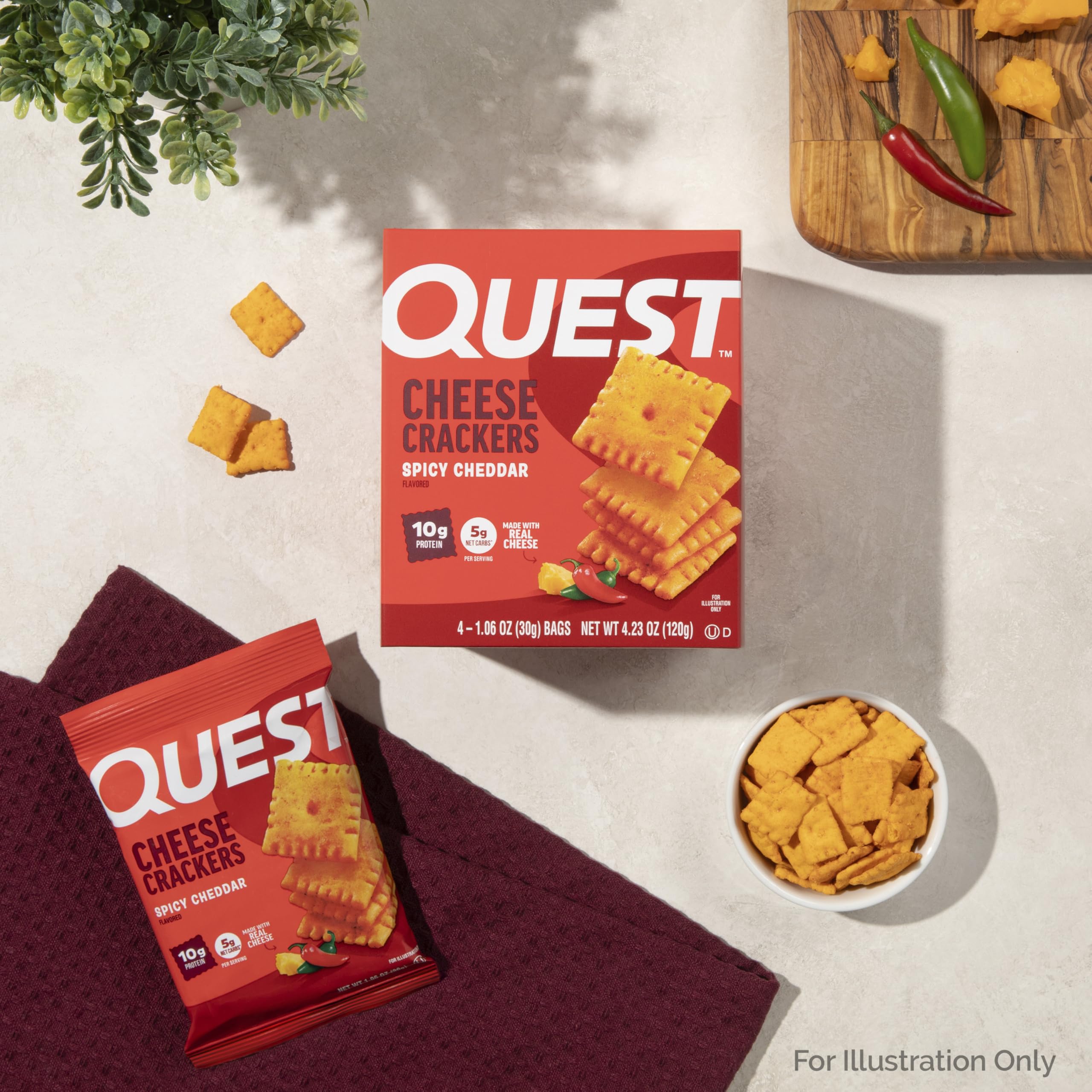 Quest crackers paired with dip illustrating versatile serving options