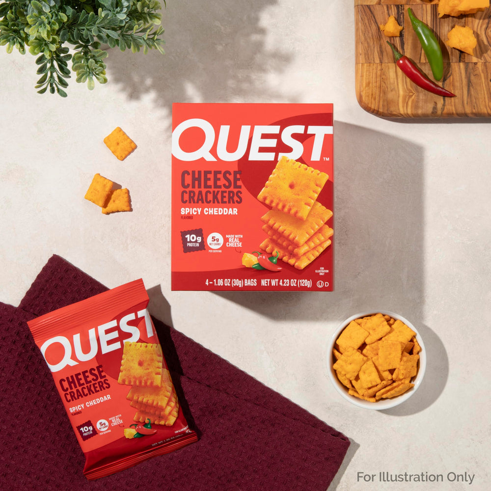 Quest crackers paired with dip illustrating versatile serving options