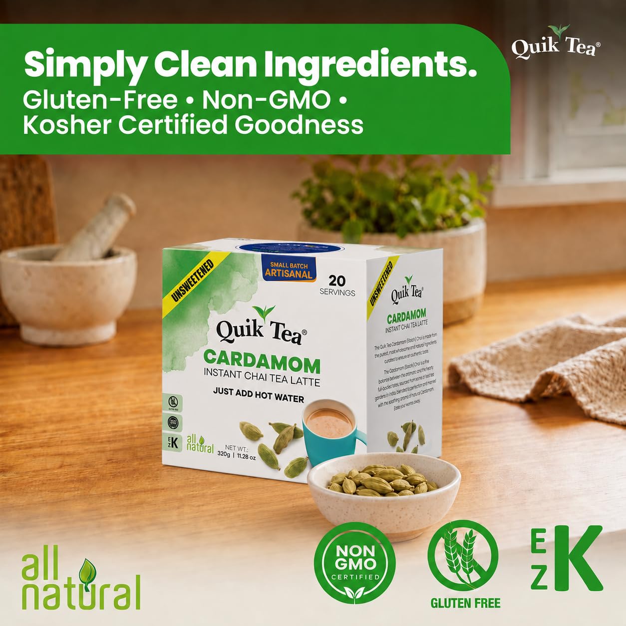 Quik Tea iced chai in a glass, refreshing and customizable