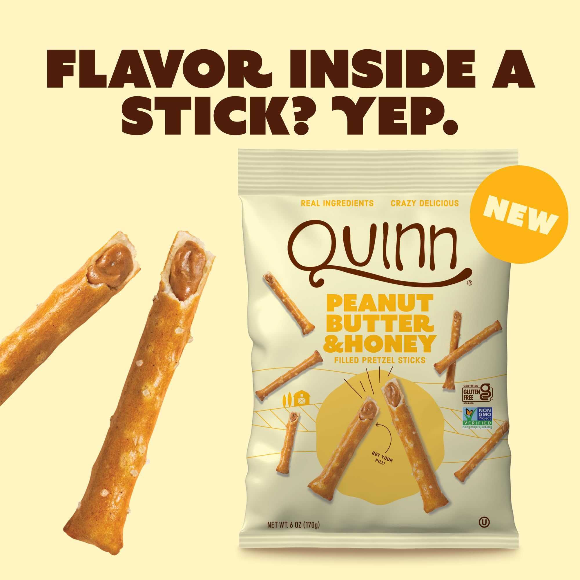 Detailed shot of Quinn pretzel exterior texture highlighting crunchy bite