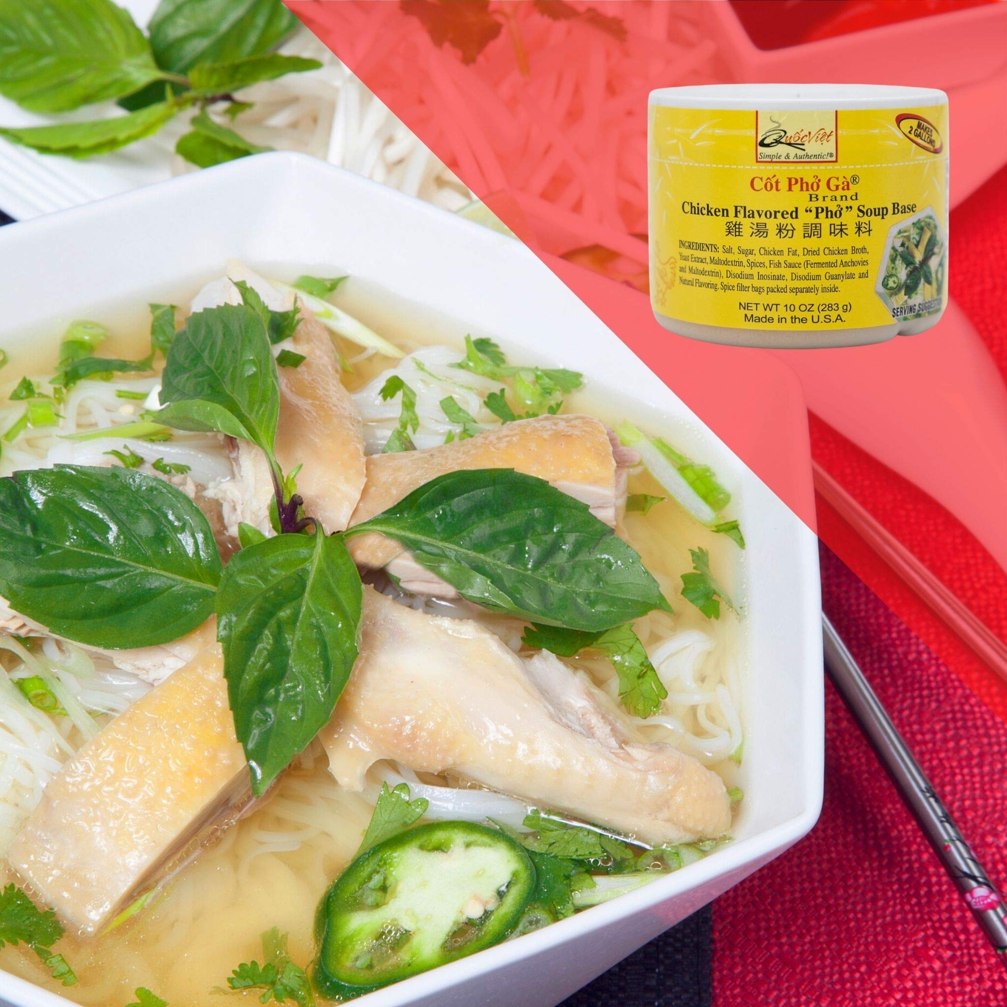 Quoc Viet Foods powder close-up showing texture and easy-to-dissolve benefit