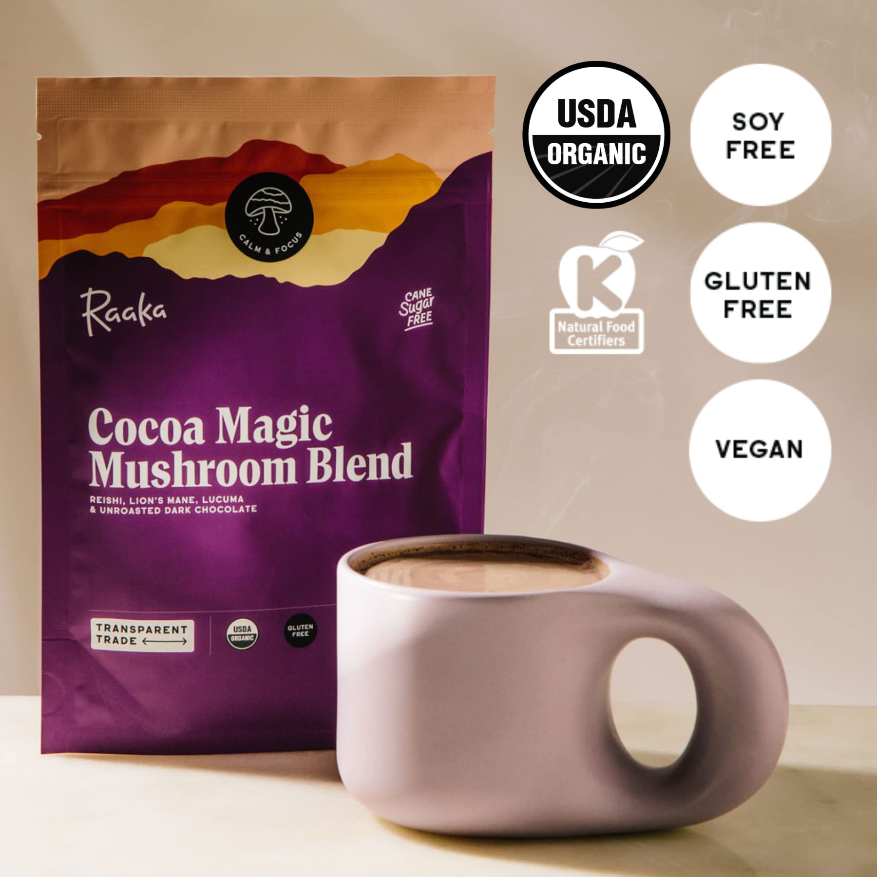 Raaka pouring Cocoa Magic into a mug illustrating easy preparation and creamy result
