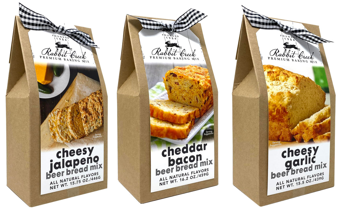 Rabbit Creek front packaging trio displayed, shows variety and convenience