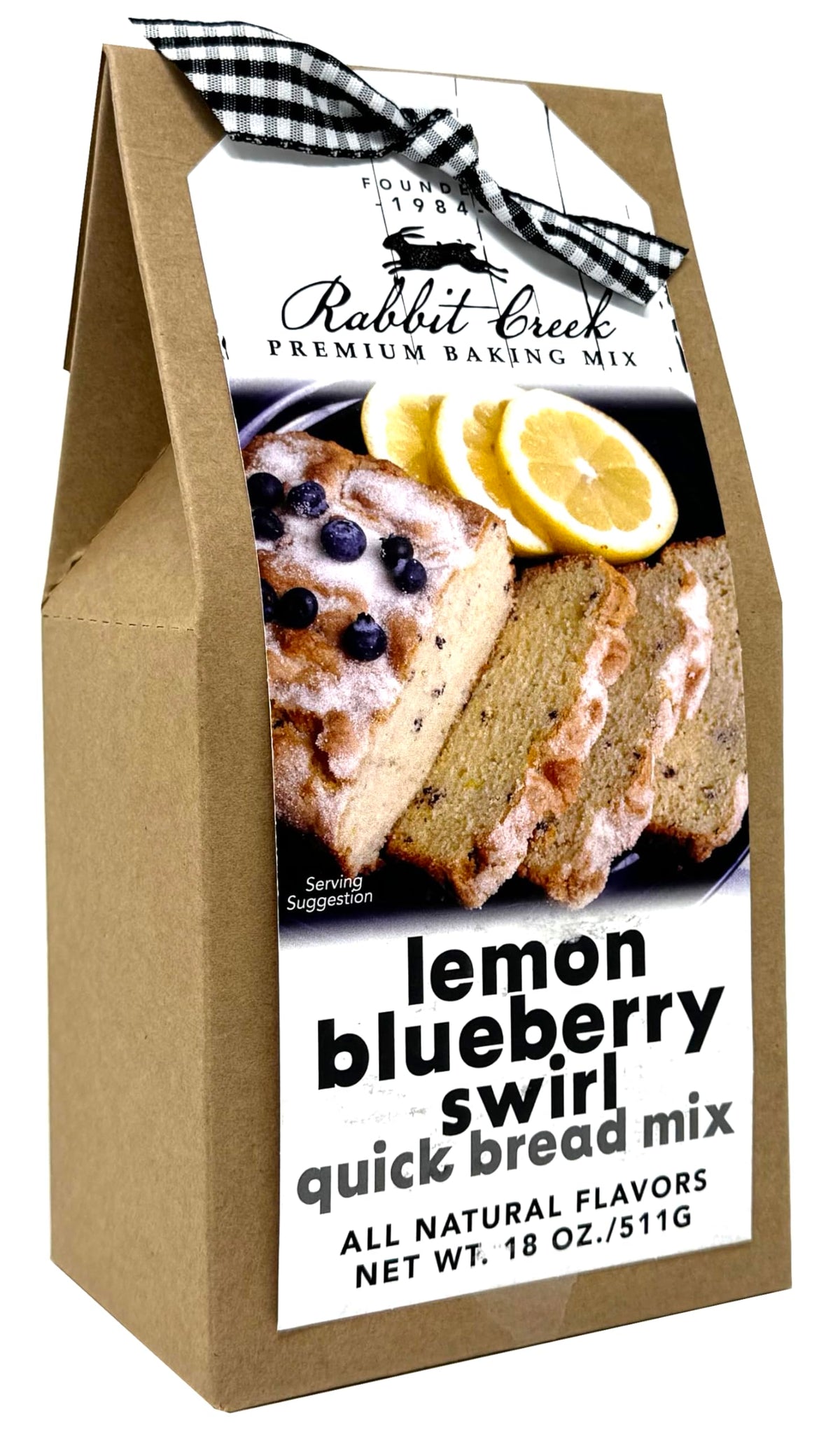 Rabbit Creek front box packaging showing lemon blueberry mix and ease of baking