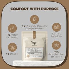 Rae Basics stirred hot cup in mug for comforting protein drink