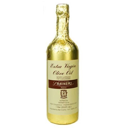Raineri bottle front label showing rich unfiltered olive oil and fresh flavor