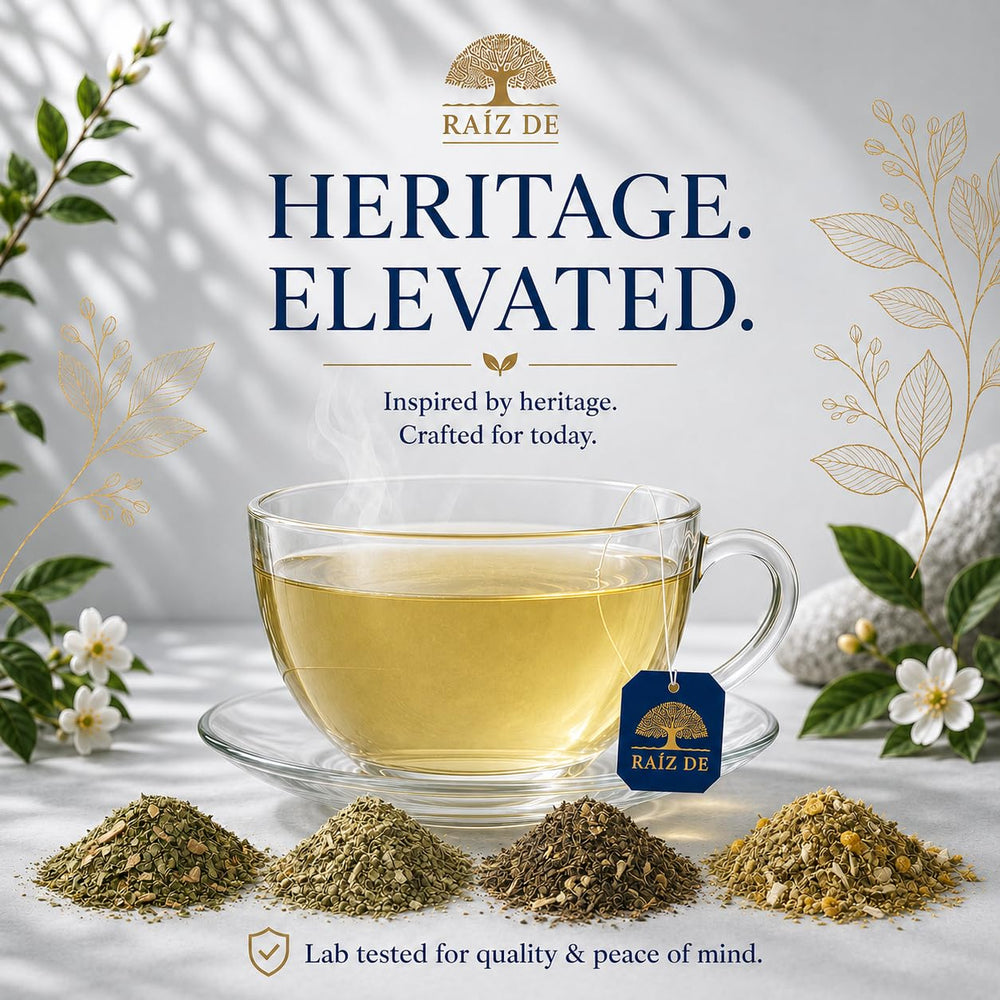 Raiz DE brewed cup steaming, offering gentle daytime energy and flavor