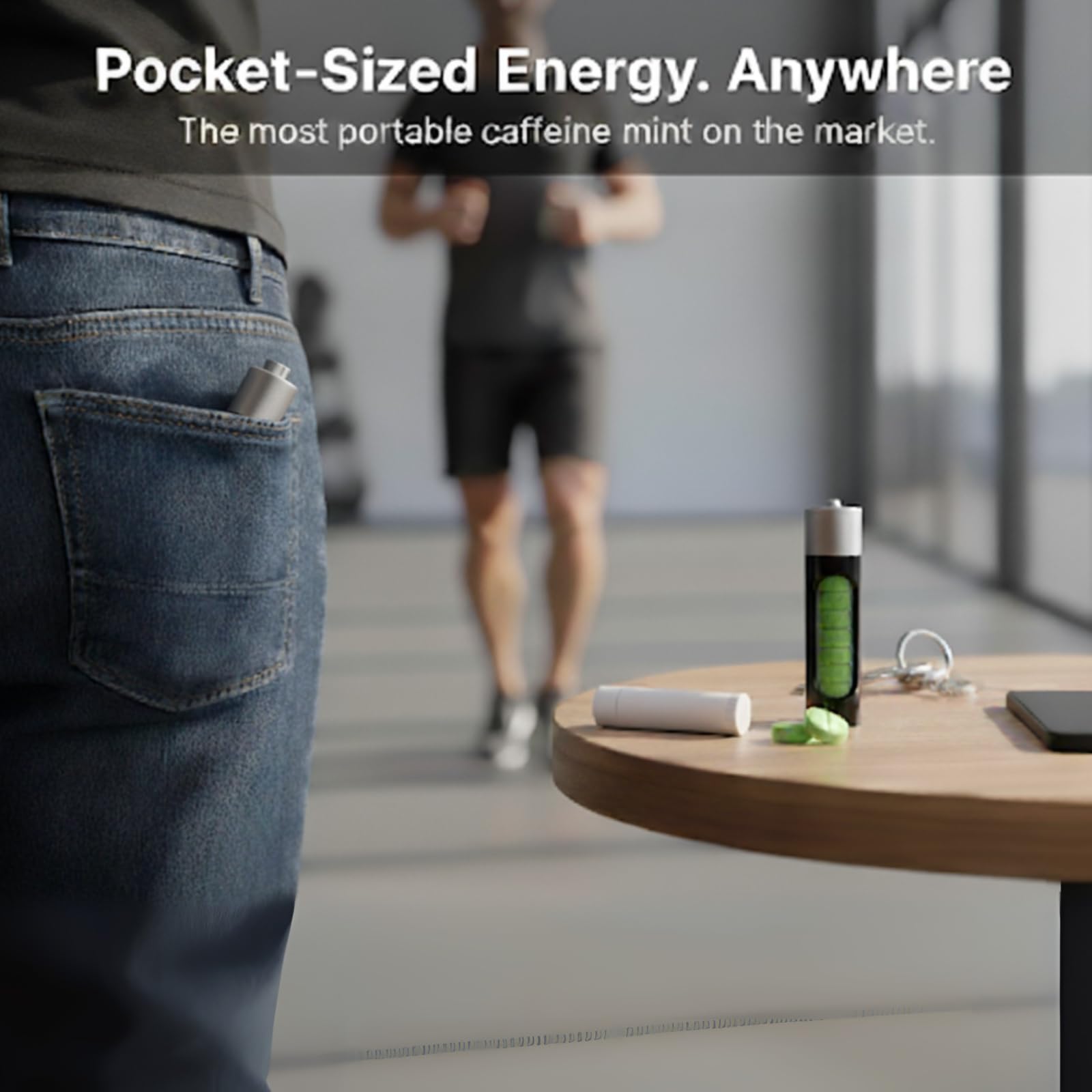 Rally Energy tray beside a coin to show compact size and pocket portability