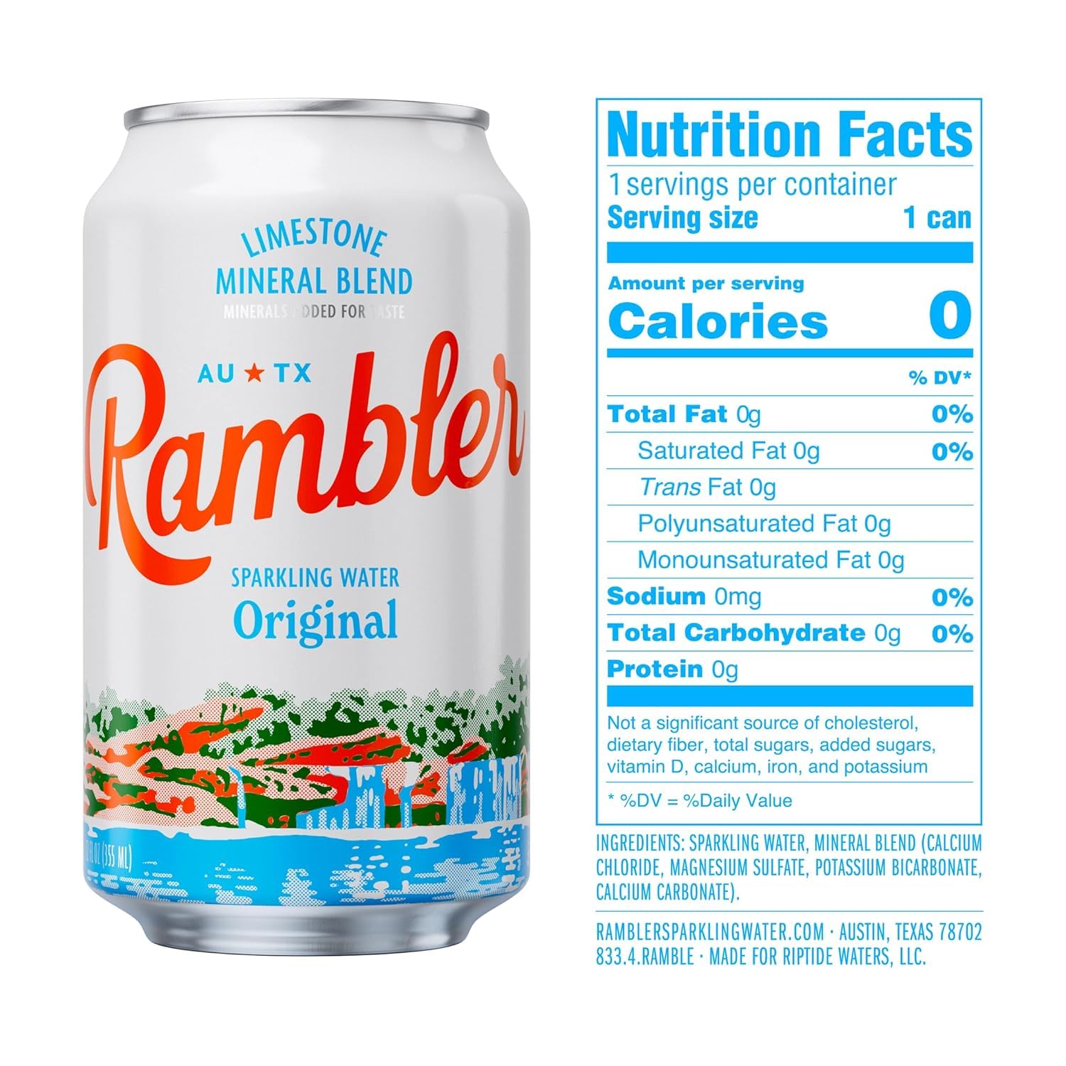 RAMBLER can close-up highlighting carbonation bubbles and crisp aluminum finish