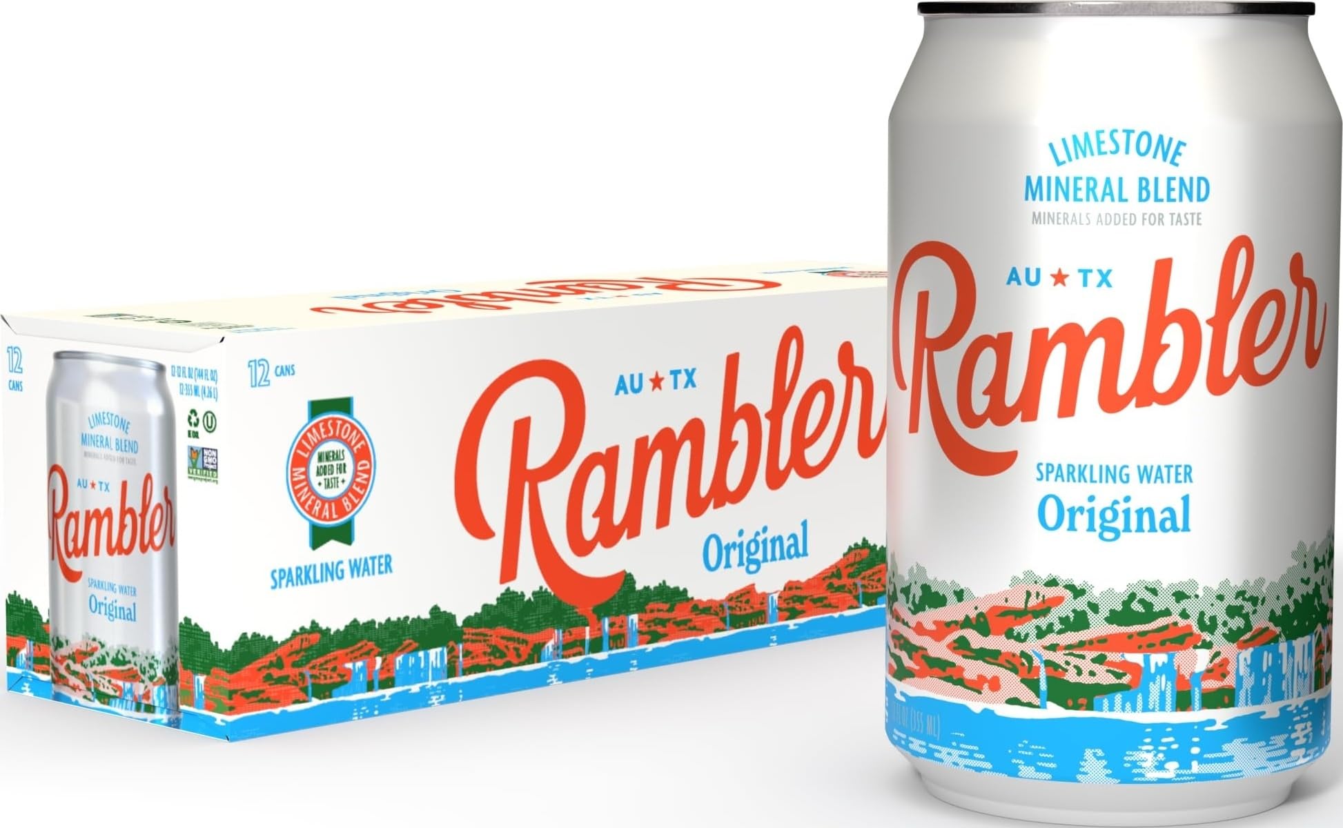 RAMBLER AUTX front packaging showing 12-pack and portability benefit