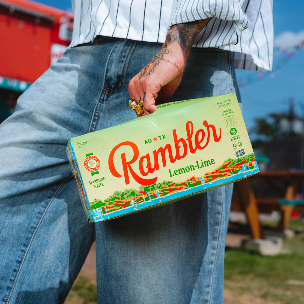 RAMBLER opened cans top view with visible carbonation for ready refreshment
