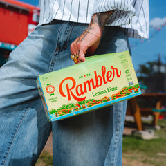 RAMBLER opened cans top view with visible carbonation for ready refreshment