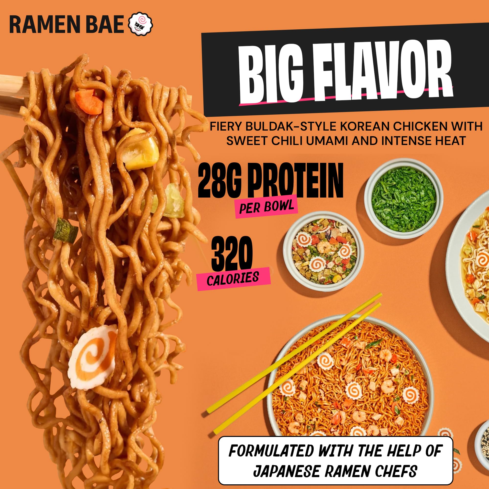 Ramen Bae noodle close-up highlighting springy texture and chewy protein benefits