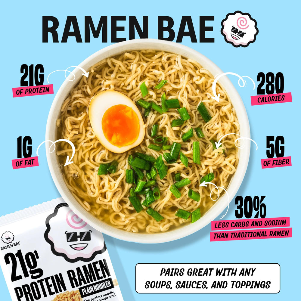 Ramen Bae portion size next to common utensils demonstrating serving scale