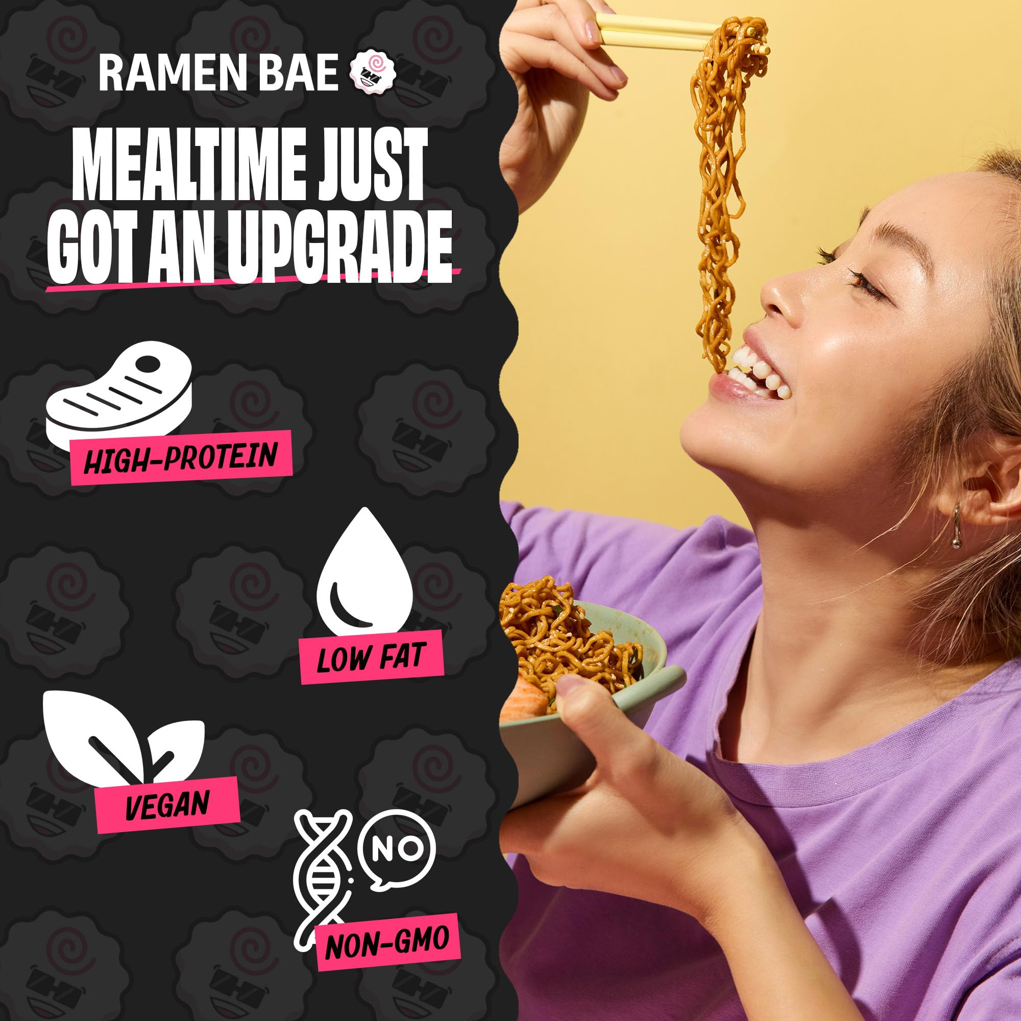 Ramen Bae noodles being tossed by hand showing springy chew and resilience