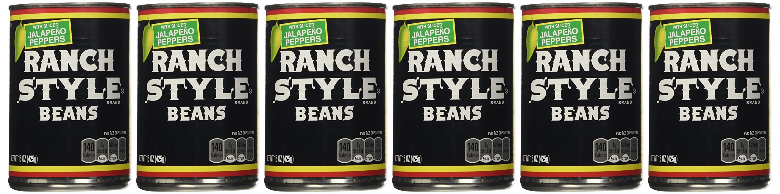Ranch Style can front view showing sliced jalapeños and label, convenient pantry staple
