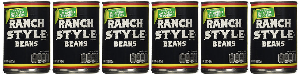 Ranch Style can front view showing sliced jalapeños and label, convenient pantry staple