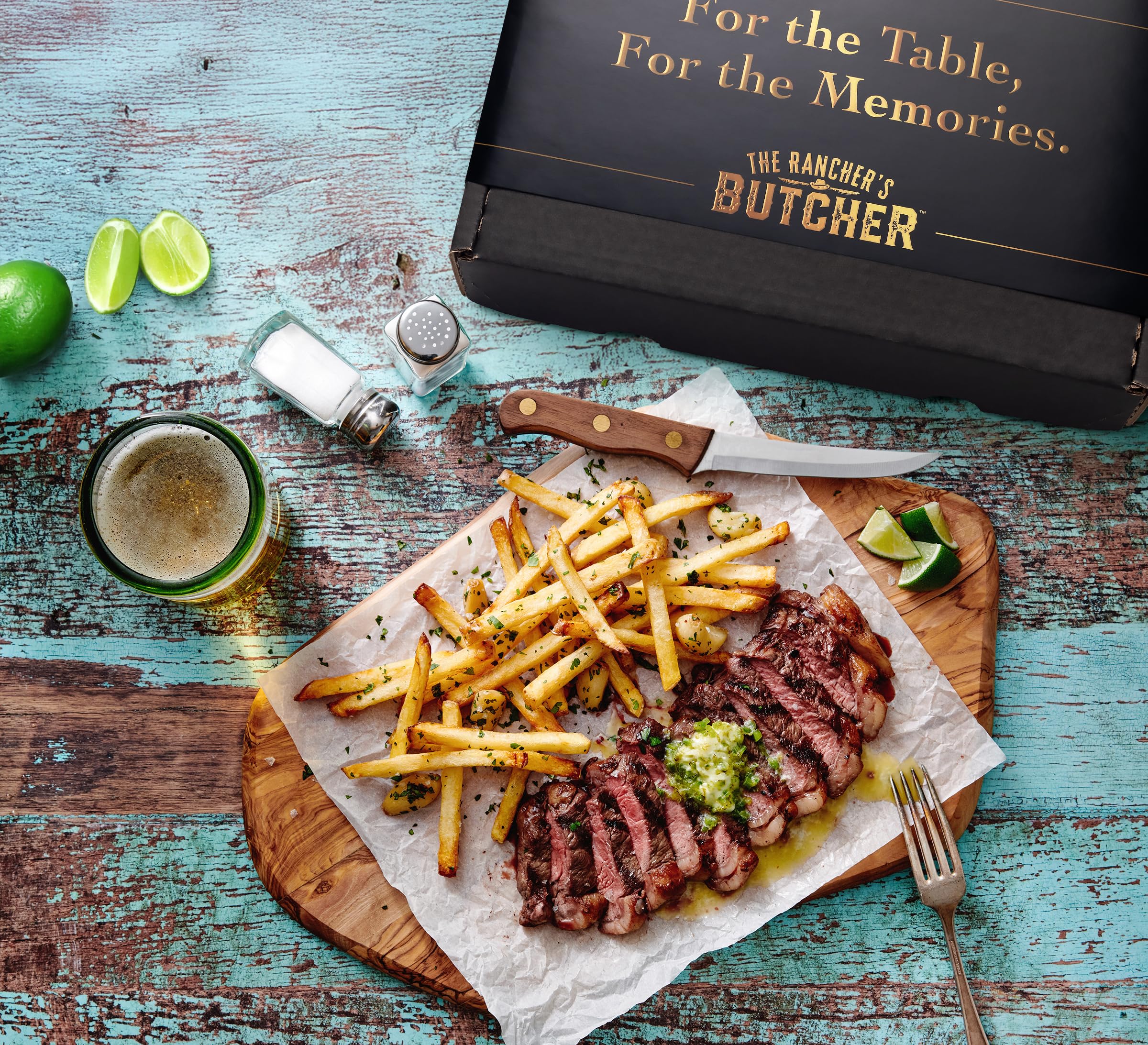 The Rancher’s Butcher steaks on a cutting board ready for cooking and presentation