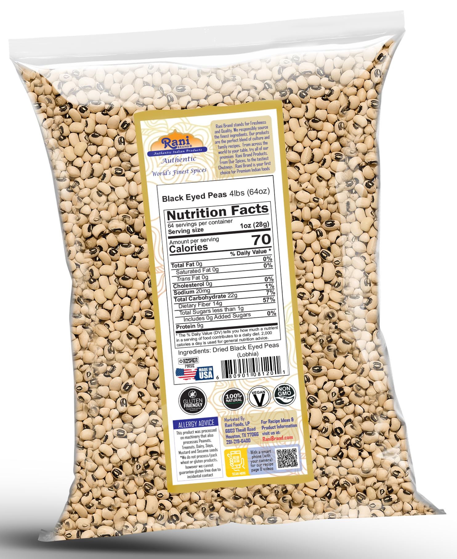 Rani Brand ingredients and origin label detail proving product of USA quality