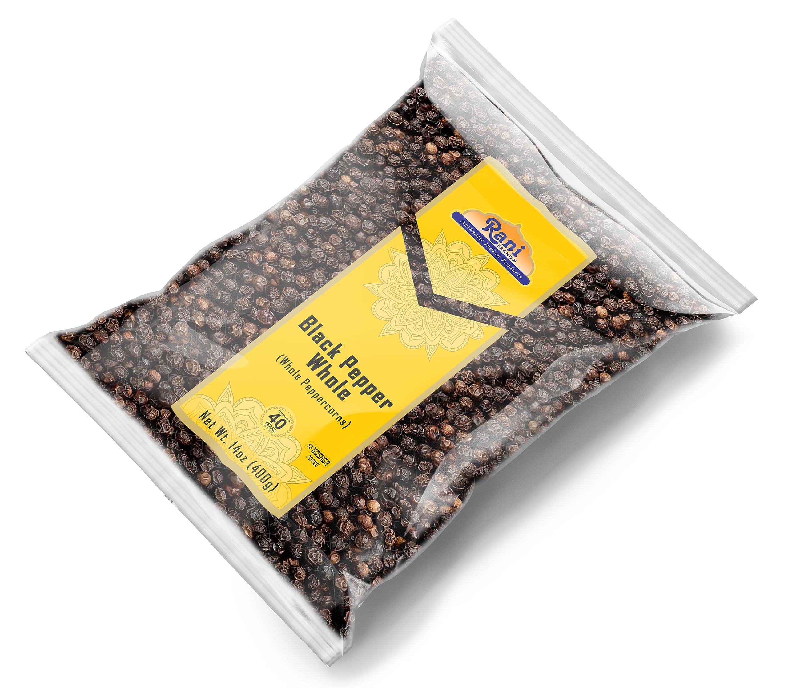 Rani Brand pepper next to a ruler for scale showing 14oz quantity and value