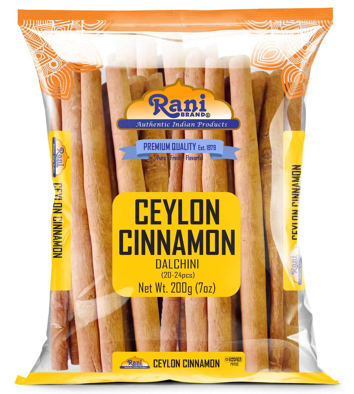 Rani Brand Ceylon cinnamon front packaging showing weight and count for fresh use