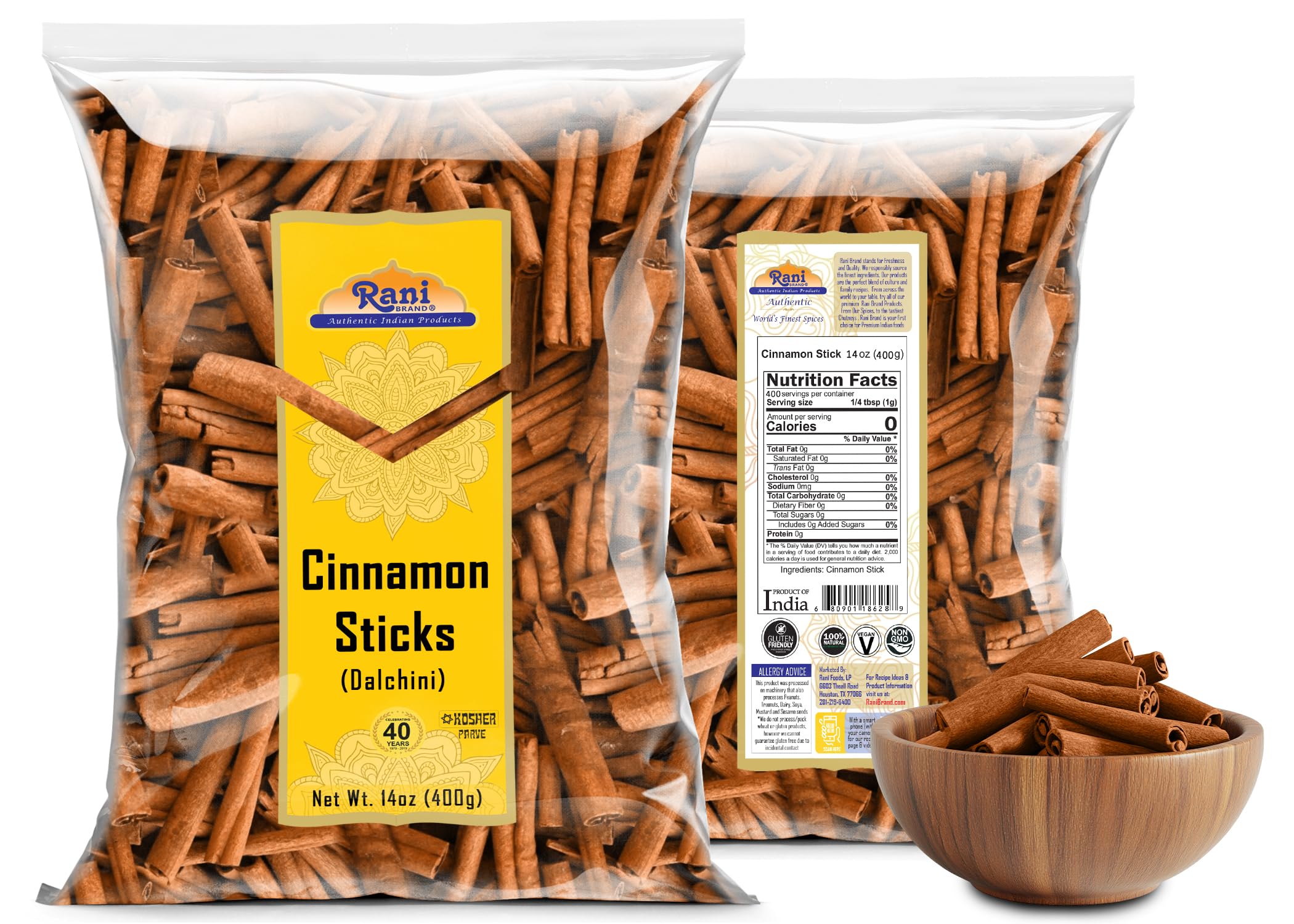 Rani Brand cinnamon sticks used in holiday craft centerpiece for decor