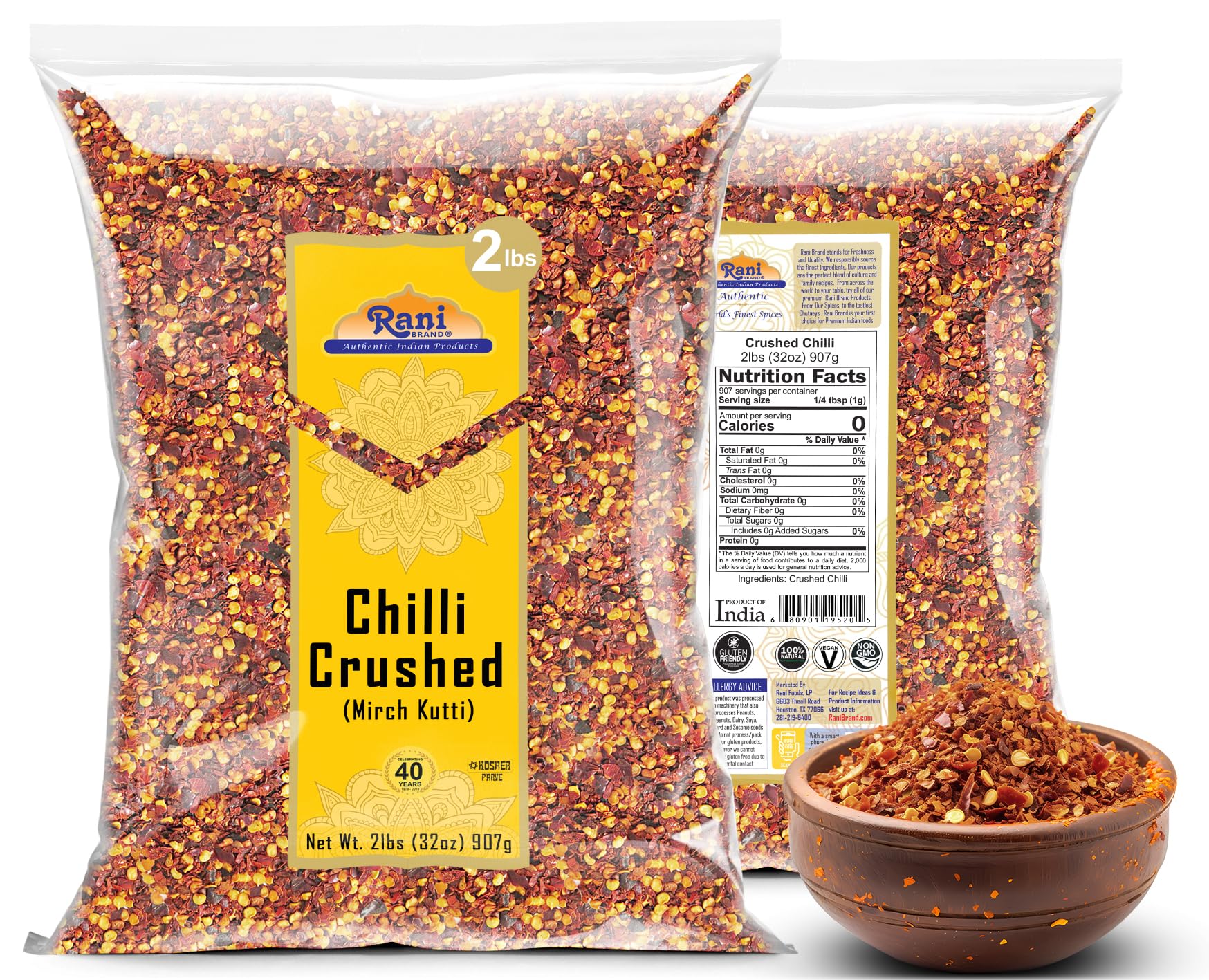 Rani Brand flakes sprinkled on pizza demonstrating even heat and visual appeal