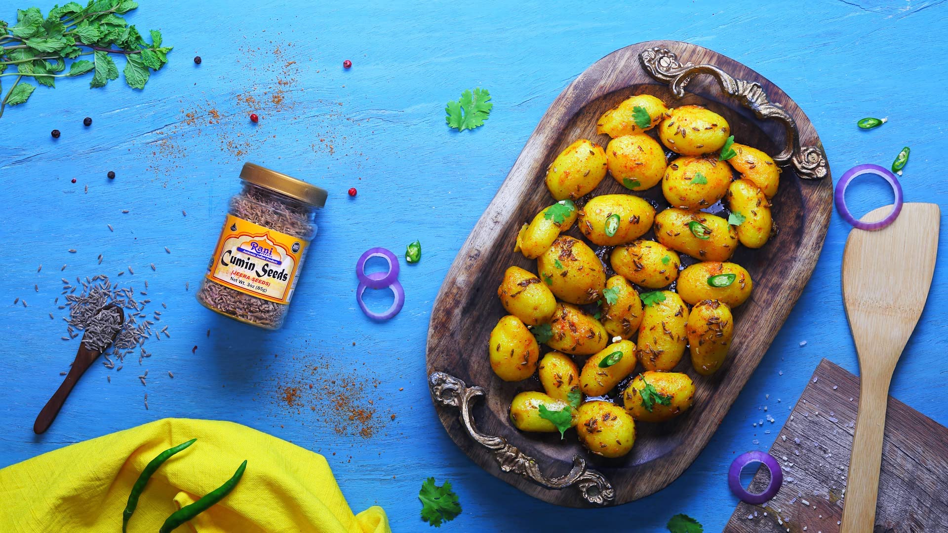 Rani Brand cumin seeds in kitchen setting demonstrating everyday cooking versatility