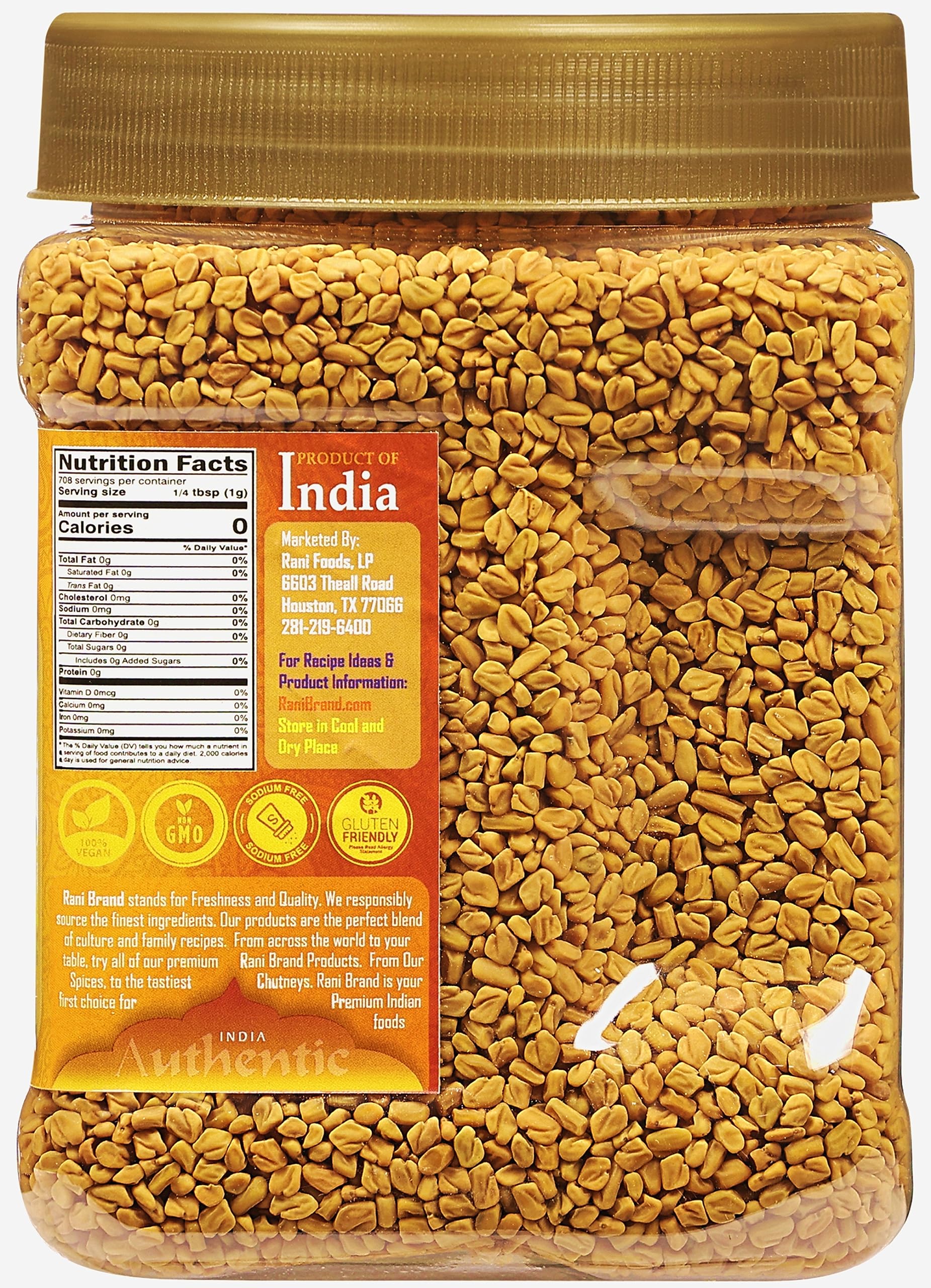 Ground fenugreek powder from Rani Brand in a bowl ready for spice mixes