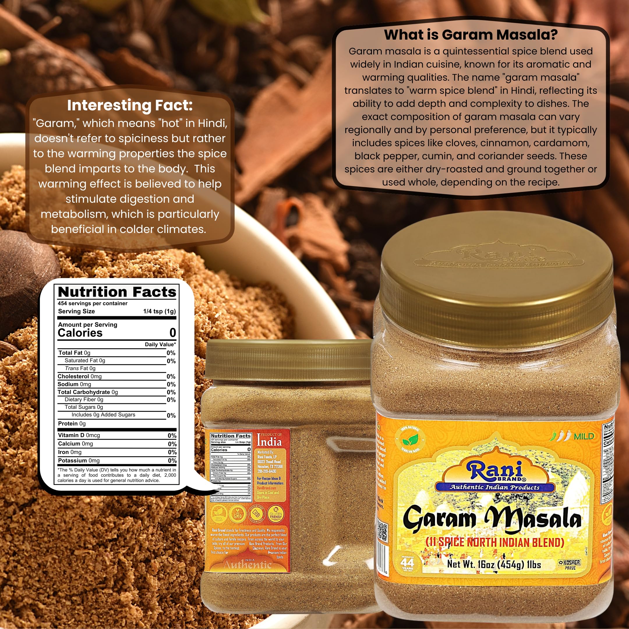 Rani Brand pile of garam masala showing texture and warm color