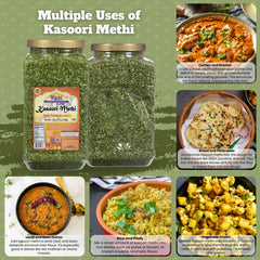 Rani Brand dried fenugreek leaves close-up showing texture and aroma benefit