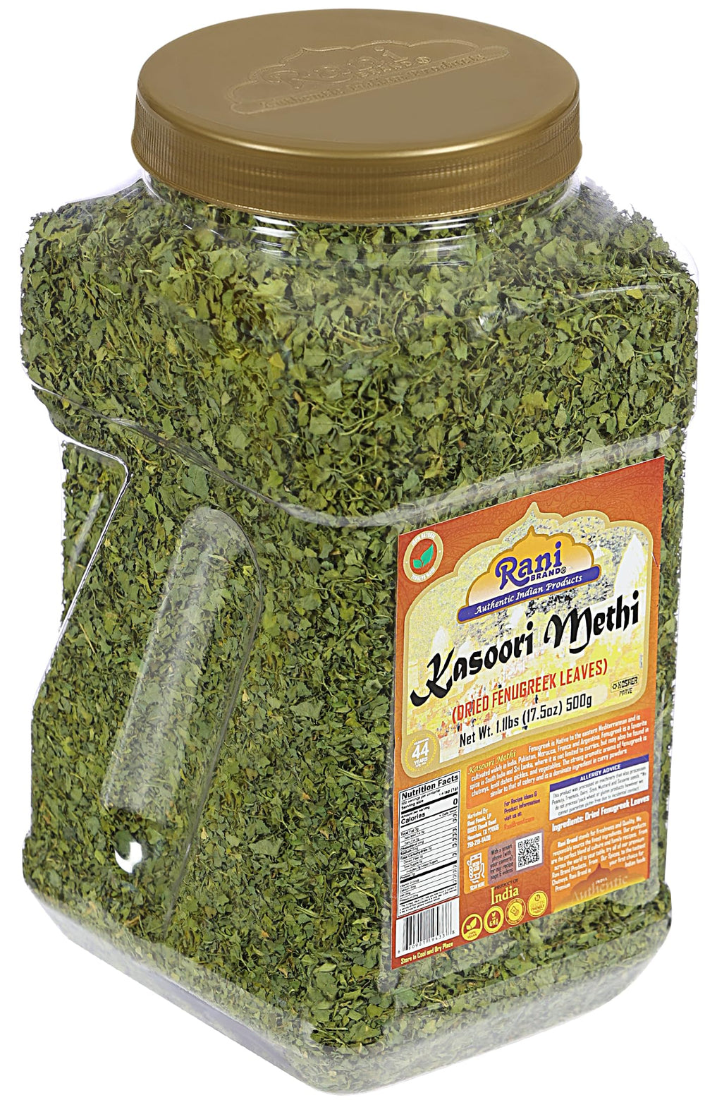 Rani Brand kasoori methi sprinkled over curry enhancing savory notes benefit
