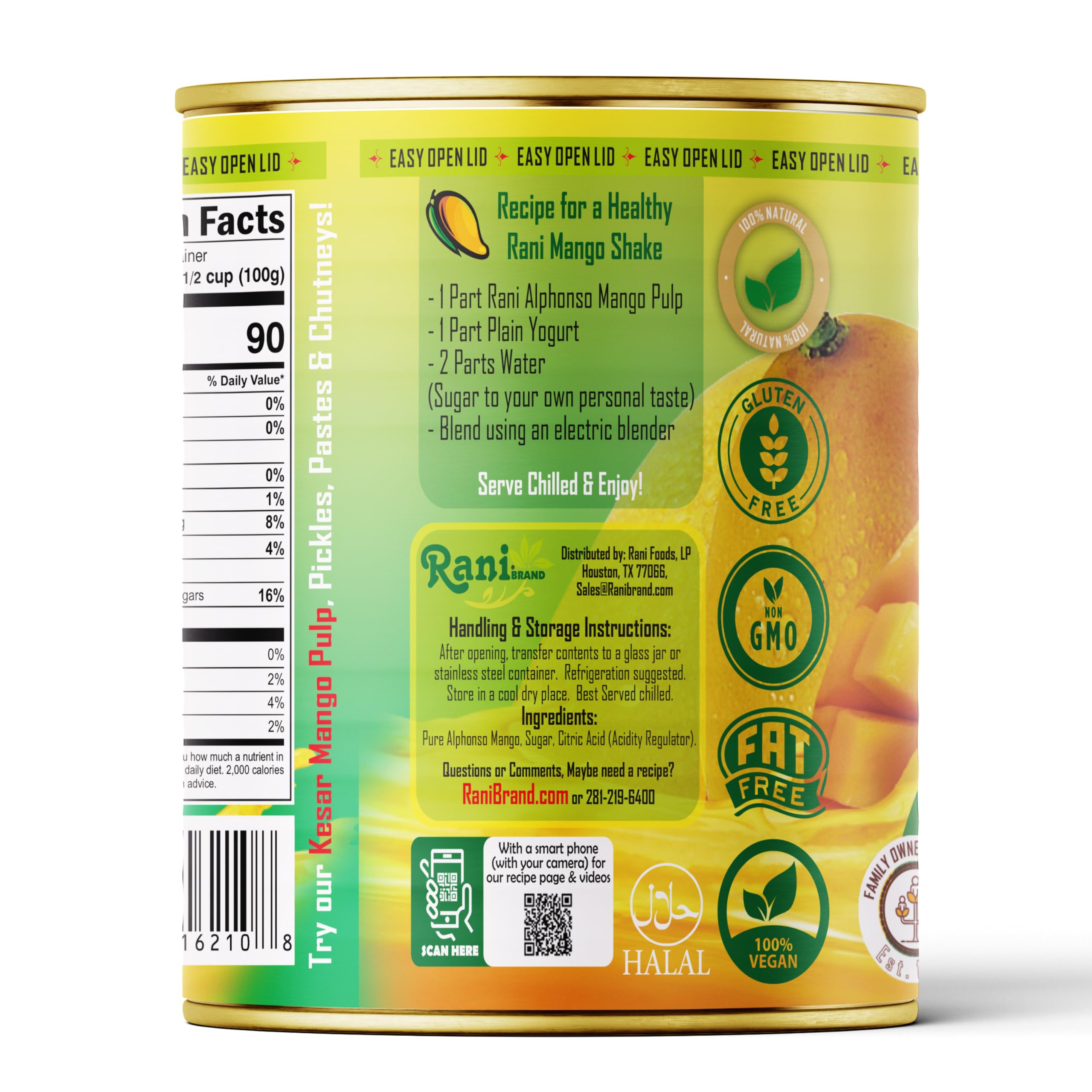 Rani Brand lifestyle photo serving mango lassi in kitchen for guests