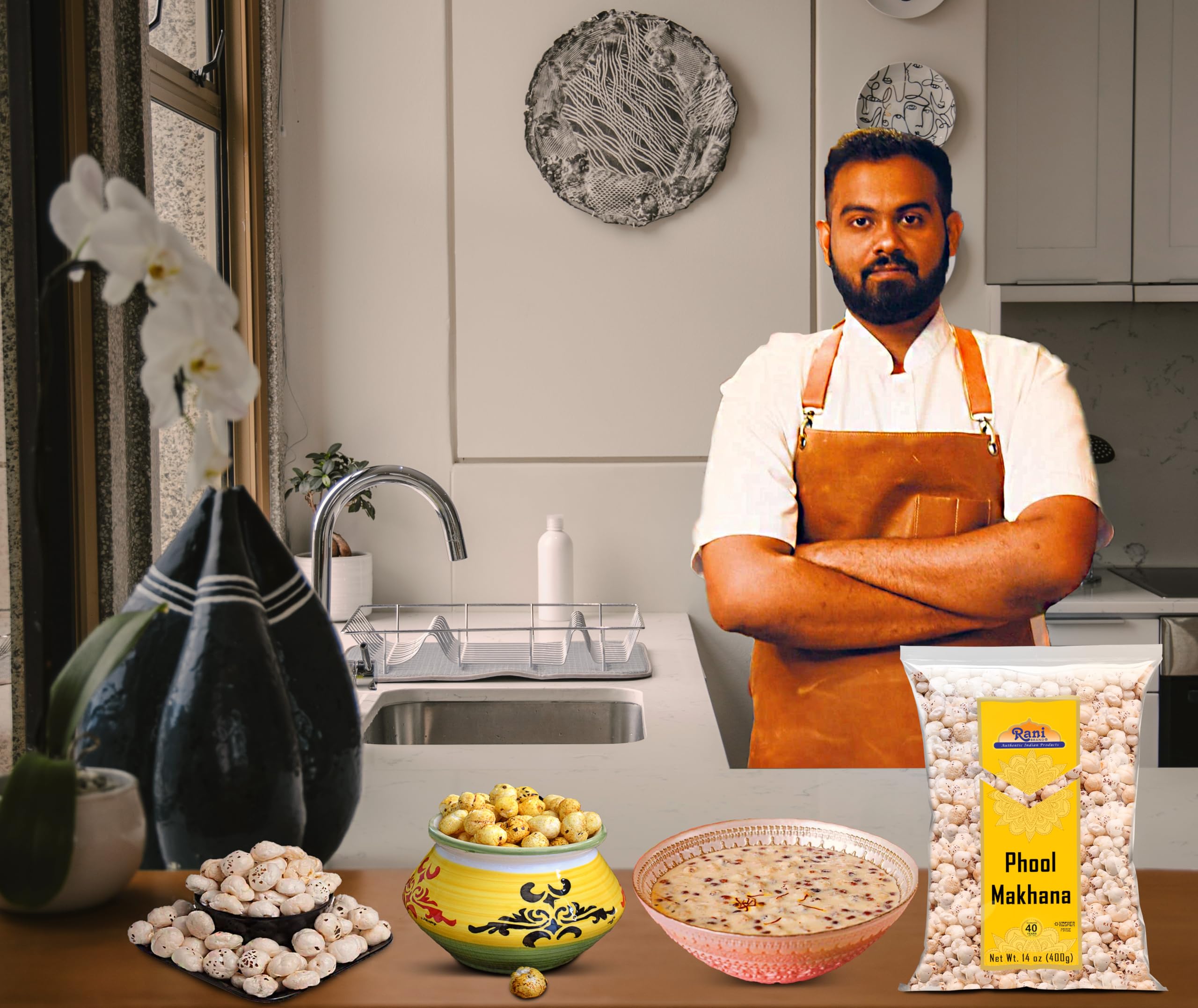 Rani Brand makhana on spoon for scale and portion guidance benefit