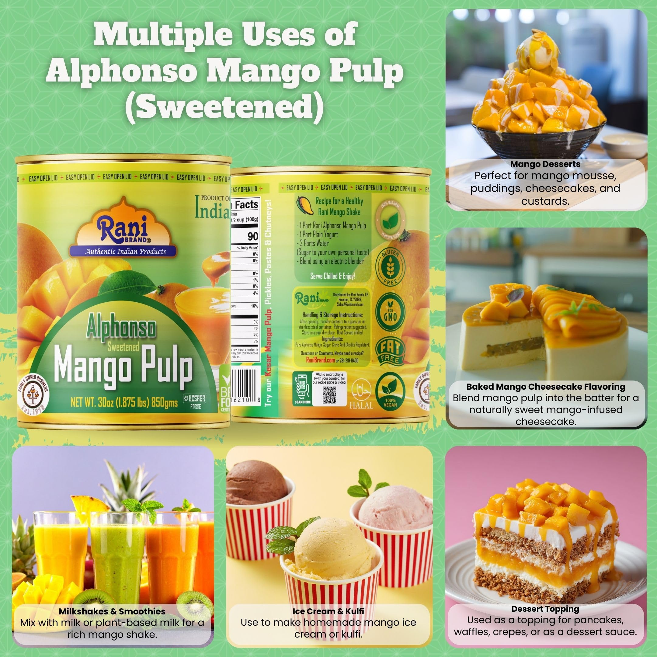 Rani Brand label close-up highlighting Alphonso and Kosher