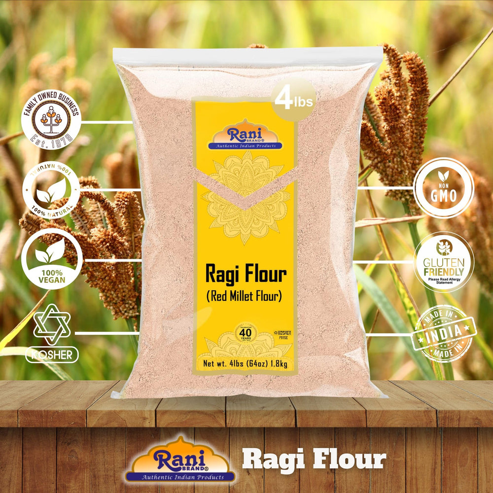 Rani Brand close-up of ragi flour texture highlighting natural stone-ground quality
