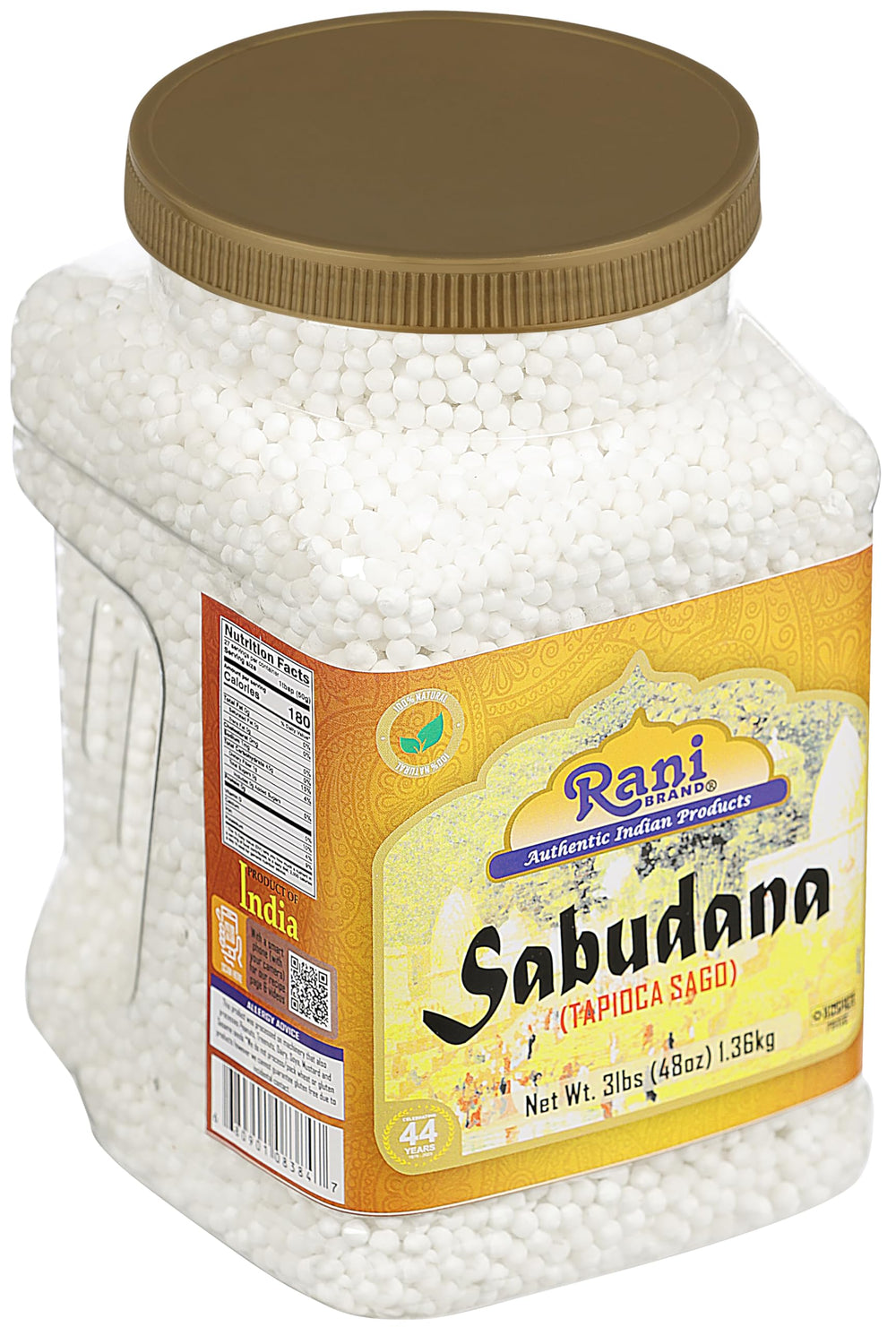 Spoon pouring Rani Brand pearls from jar showing easy portioning advantage