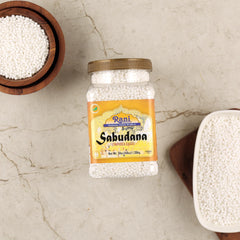 Close-up of Rani Brand tapioca pearls in jar highlighting uniform texture