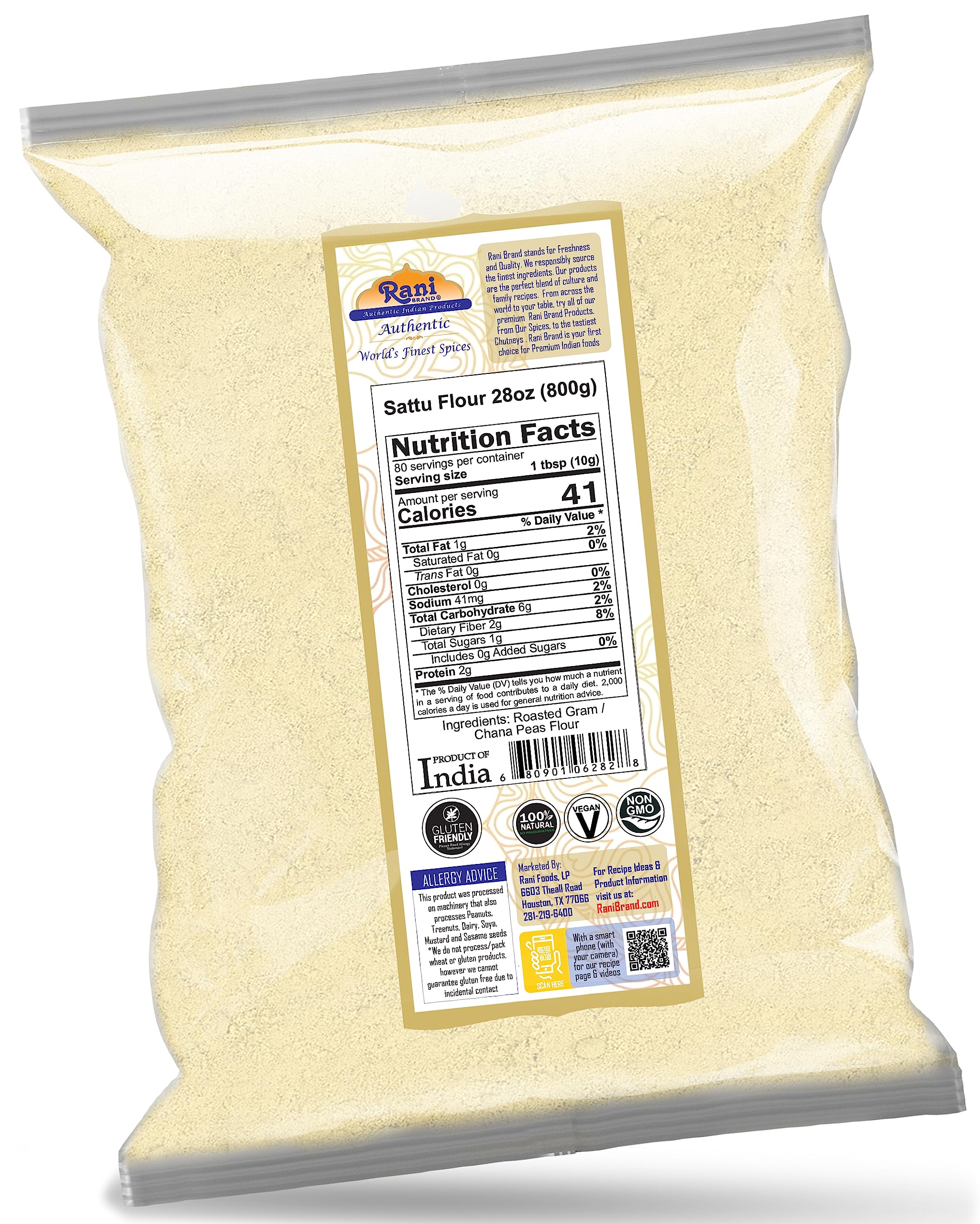Rani Brand product label with kosher and non-GMO certifications visible