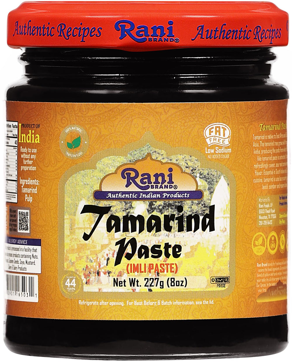 Rani Brand front label glass jar showing product identity and benefits