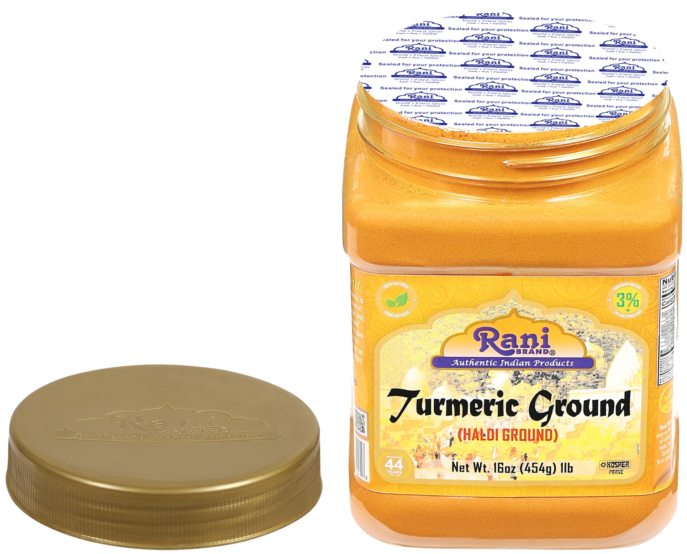 Rani turmeric powder close-up highlighting fine texture and vibrant color