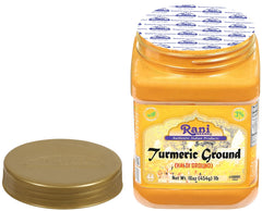 Rani turmeric powder close-up highlighting fine texture and vibrant color