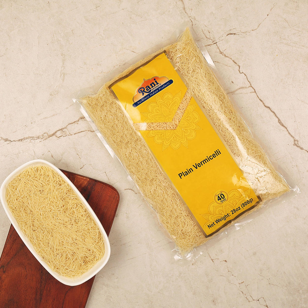 Rani Brand close-up of wheat vermicelli strands, shows fine texture and quick cooking
