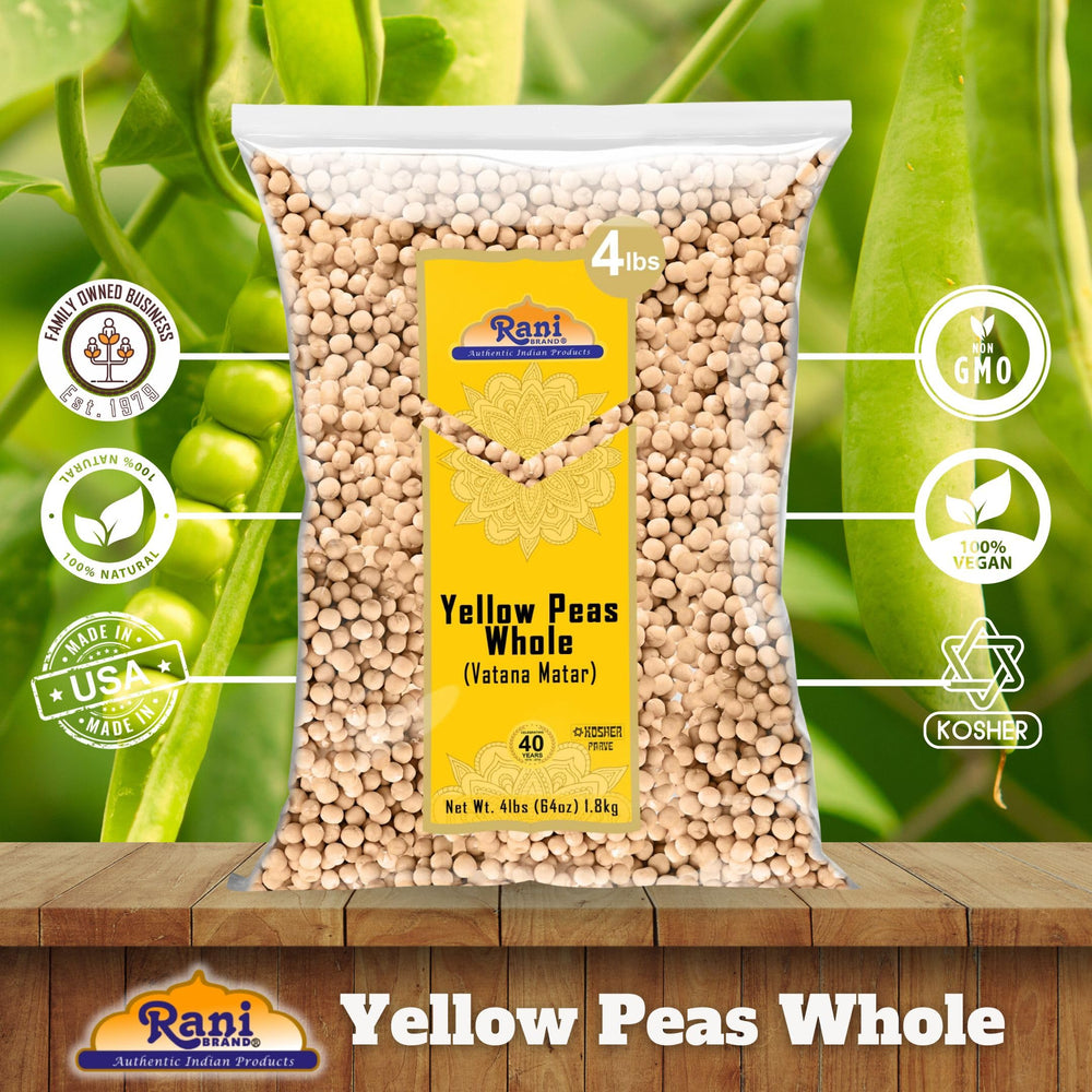 Bowl of cooked Rani yellow peas dal showing creamy texture and serving suggestion